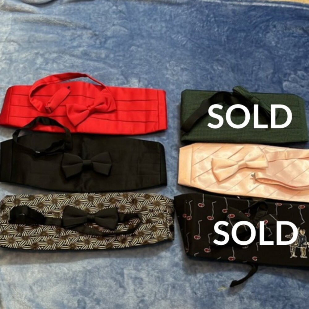 Men’s Formal Accessory Sets – Cummerbund & Bow Tie – Multiple Colors/Prints –NEW